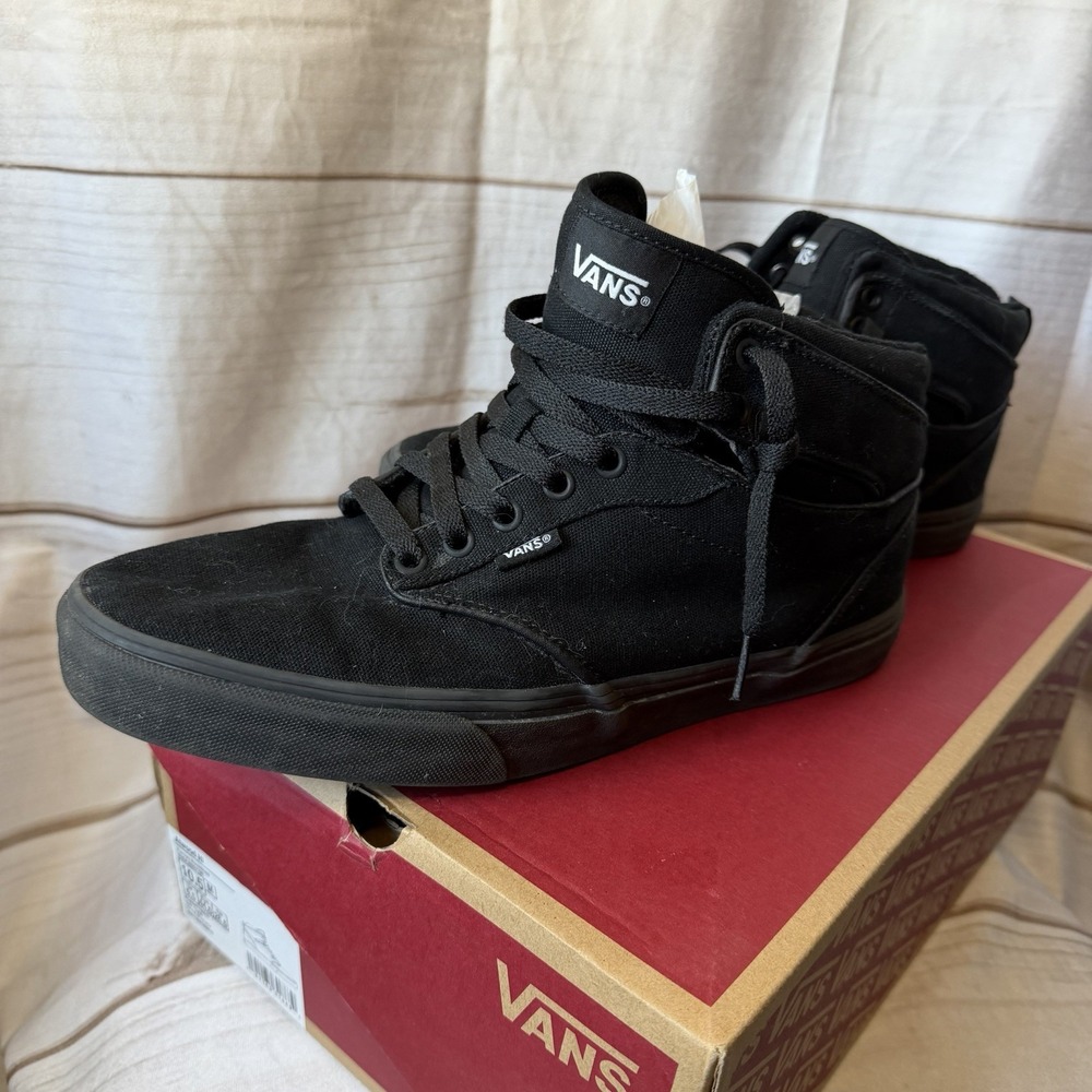 Vans Ward Hi Men's 10.5 Triple Black Canvas High Top Skate Shoes - Picture 3 of 12